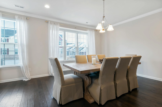 wooden flooring in dining room