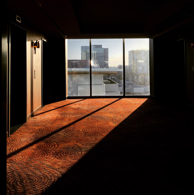 Carpet installed in a commercial space