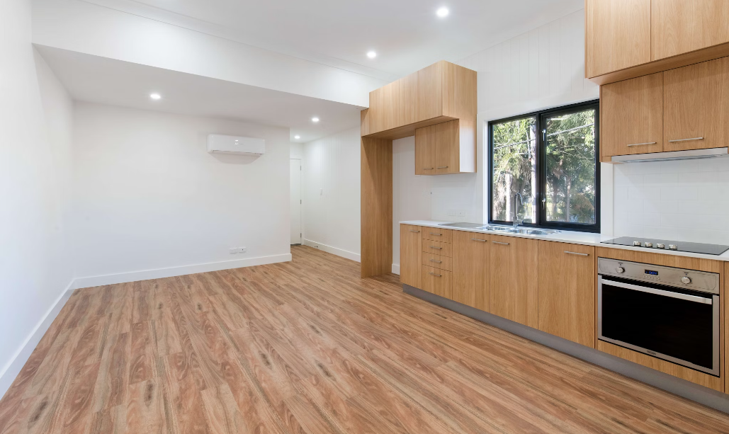 Hardwood flooring in a kitchen