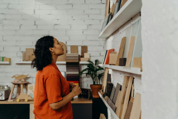 Showroom with diverse flooring samples, highlighting options for high-traffic areas.