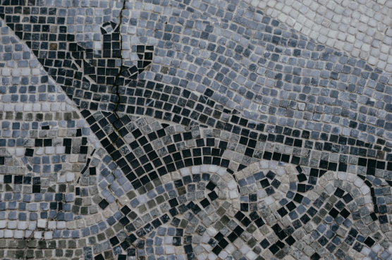 Mosaic-style stone flooring